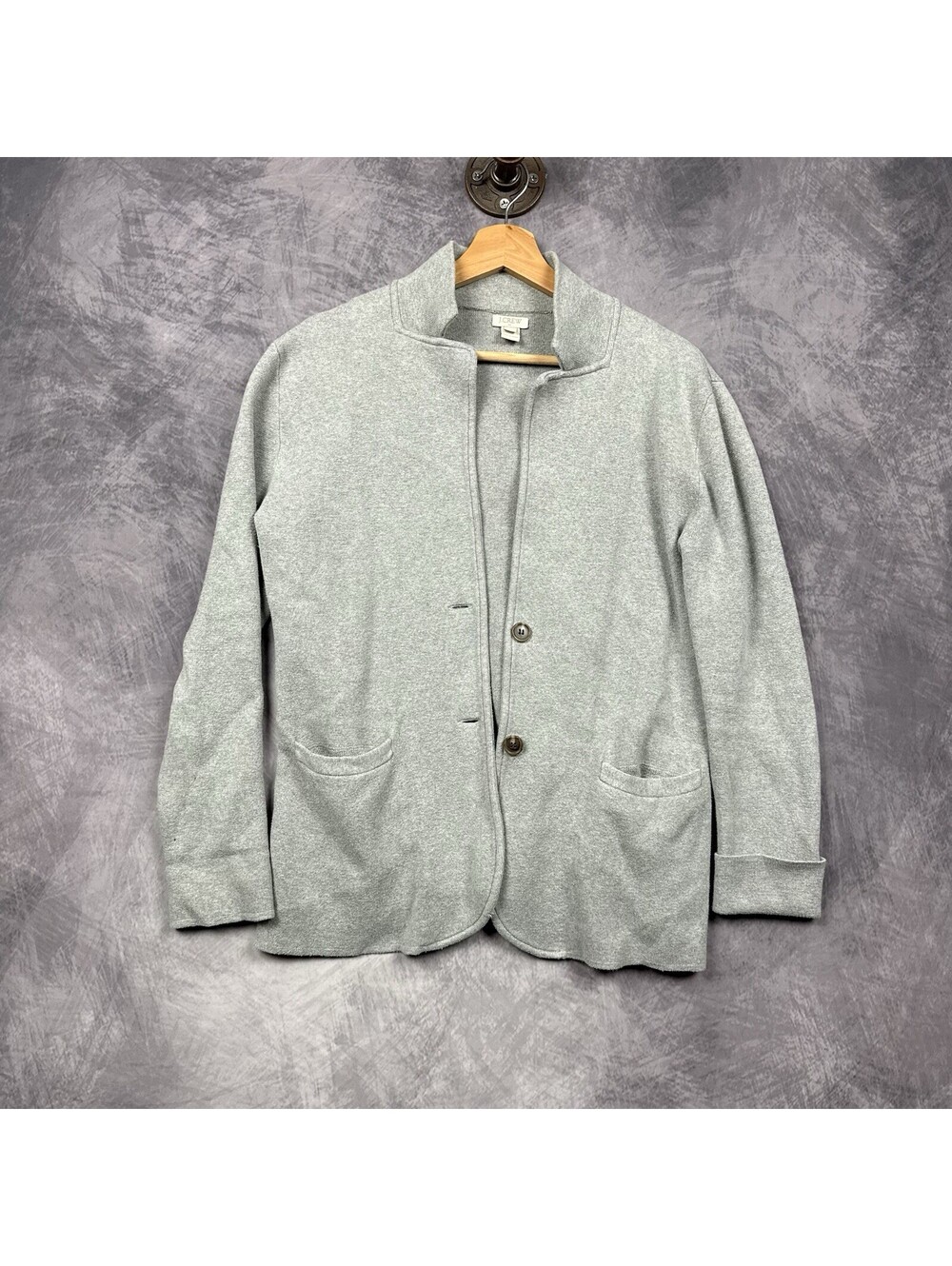 J. Crew Womens Grey Two Pocket Schoolboy Preppy Sweater Blazer Size S